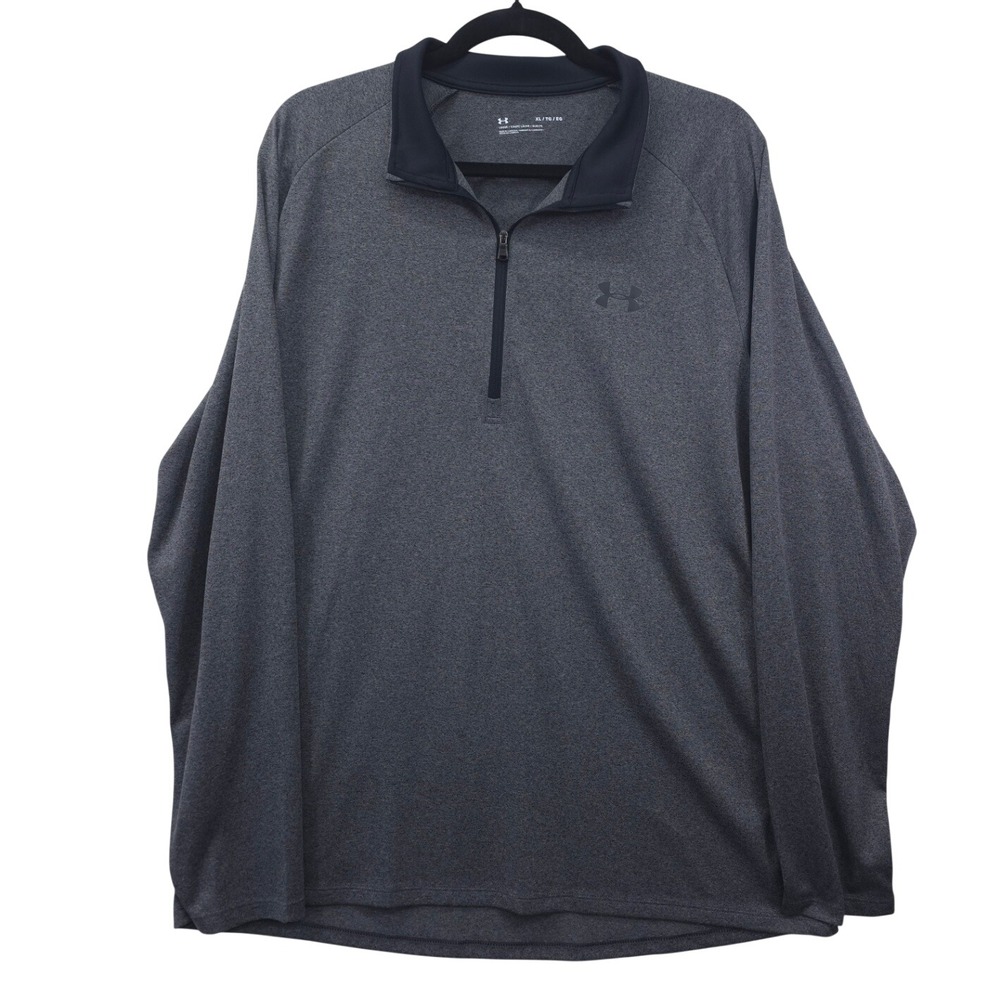 Under Armour Mens XL Gray Black 1/4 Zip Pullover Performance Golf Athletic Sport